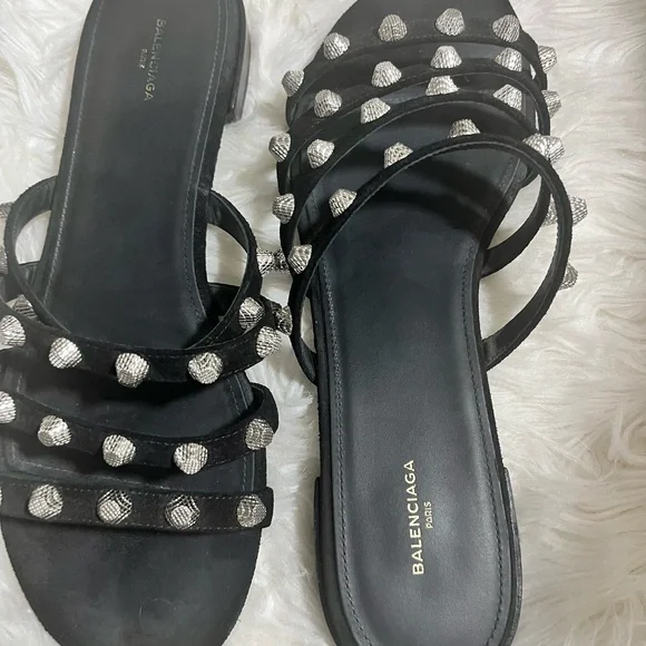 Balenciaga Black and Silver Studded Sandals - Picture 4 of 8